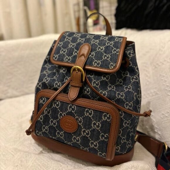 GUCCI monogram interlocking double G logo school bag backpack - Picture 1 of 5